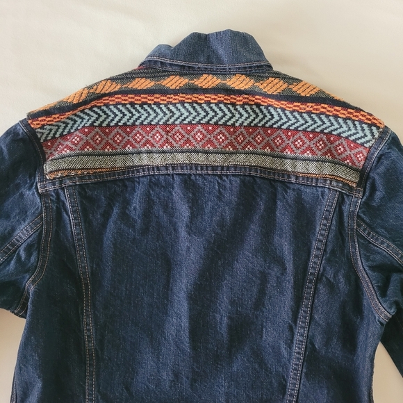 Levis 90s Aztec Embroidered Denim Trucker‎ Jacket Mens Small Red Tab - Picture 7 of 14